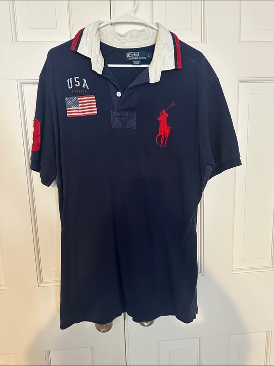 Polo Ralph Lauren Other - Polo by Ralph Lauren Navy Short-Sleeve USA Flag Polo with Red Pony